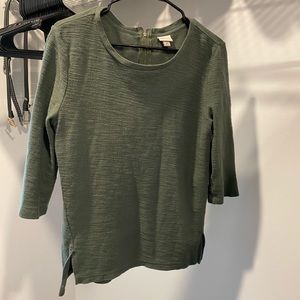Green sweater top with zipper detail on back